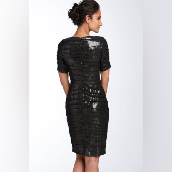 TADASHI SHOJI SEQUIN & SILK MESH SHEATH DRESS sz 8 - Picture 3 of 15